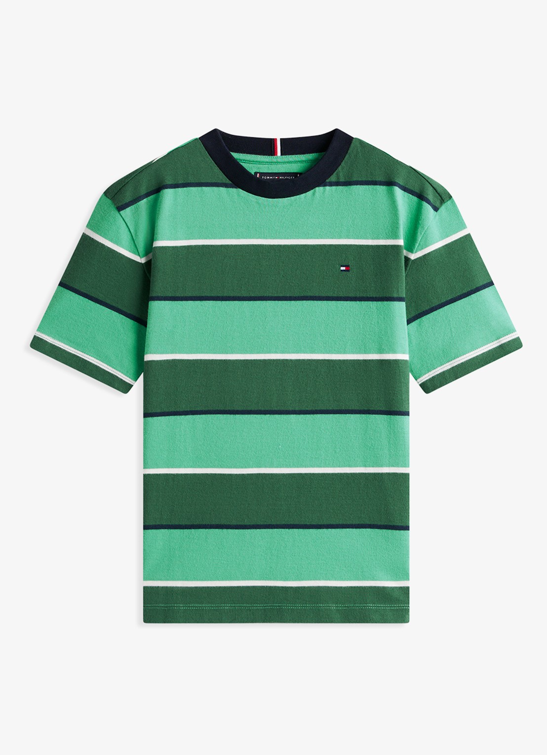 Tommy Hilfiger T-shirt met streepprint en logo - voorkant 2 groen