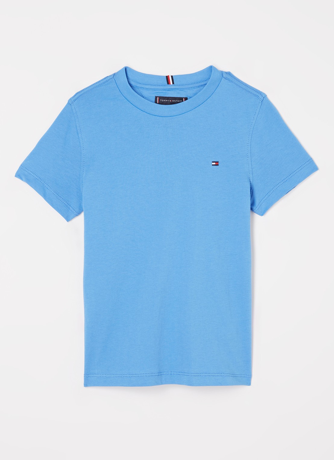 Tommy Hilfiger T-shirt met streepprint en logoborduring - voorkant blue spell / blauw