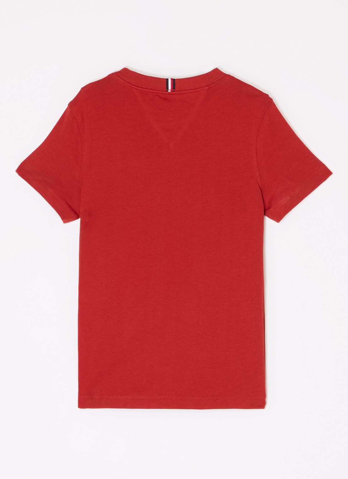Tommy Hilfiger T-shirt met streepprint en logoborduring - voorkant 2 dark magma / rood