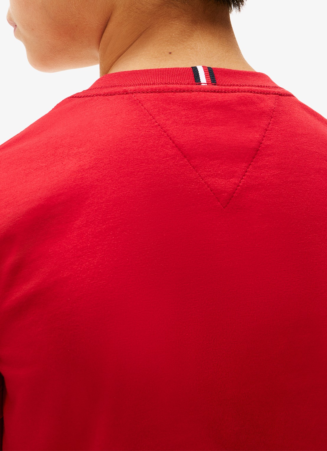 Tommy Hilfiger T-shirt met streepprint en logoborduring - detail 3 medium red / rood