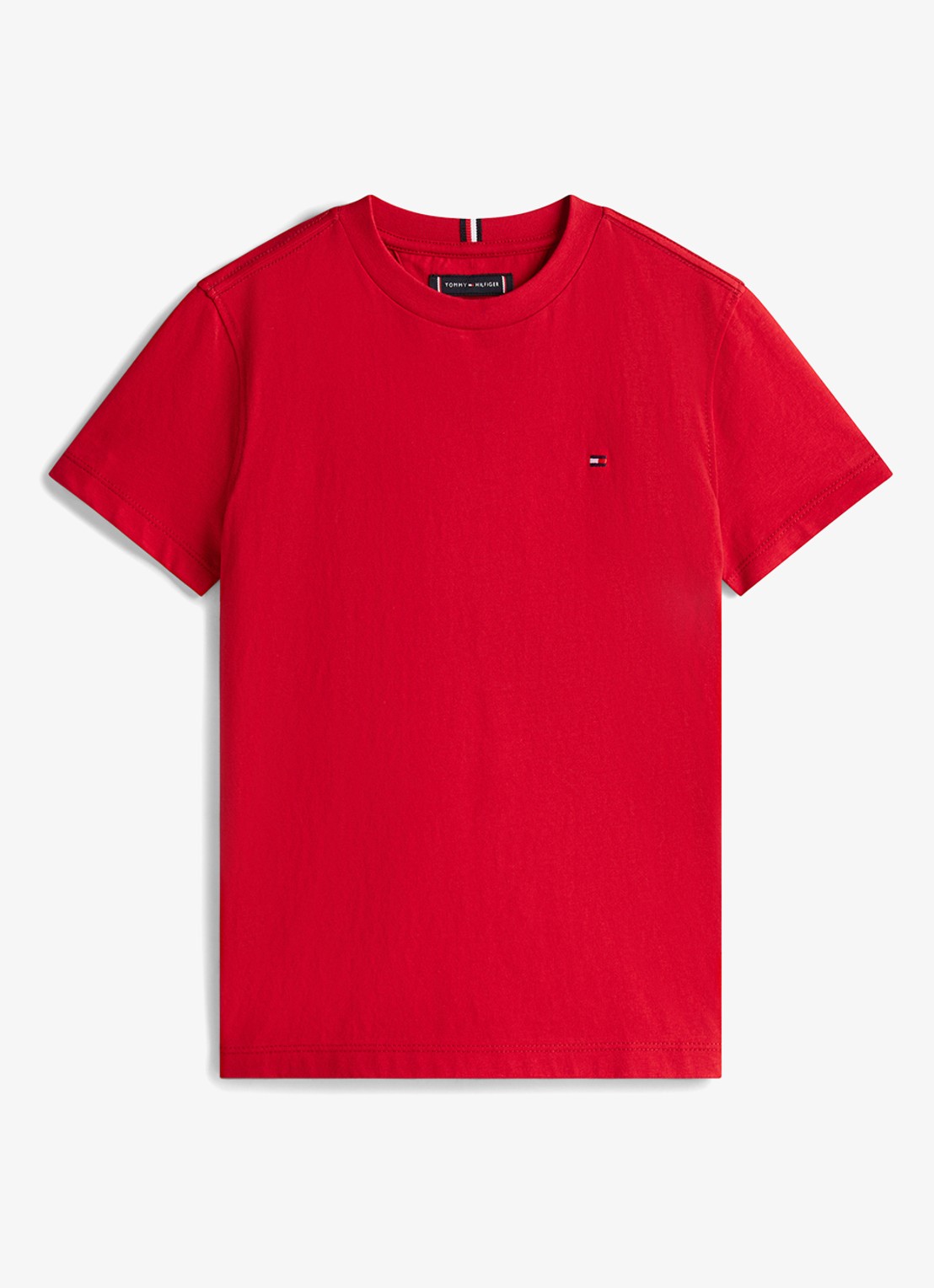Tommy Hilfiger T-shirt met streepprint en logoborduring - voorkant 4 medium red / rood