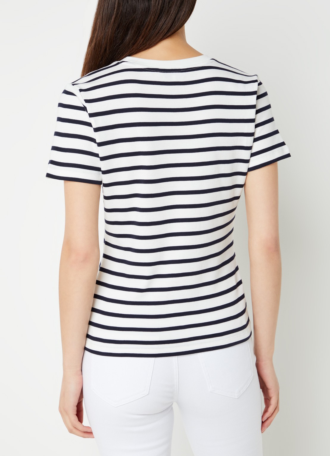 Tommy Hilfiger T-shirt met streepprint - achterkant 3 breton ecru/dessert sky / wit