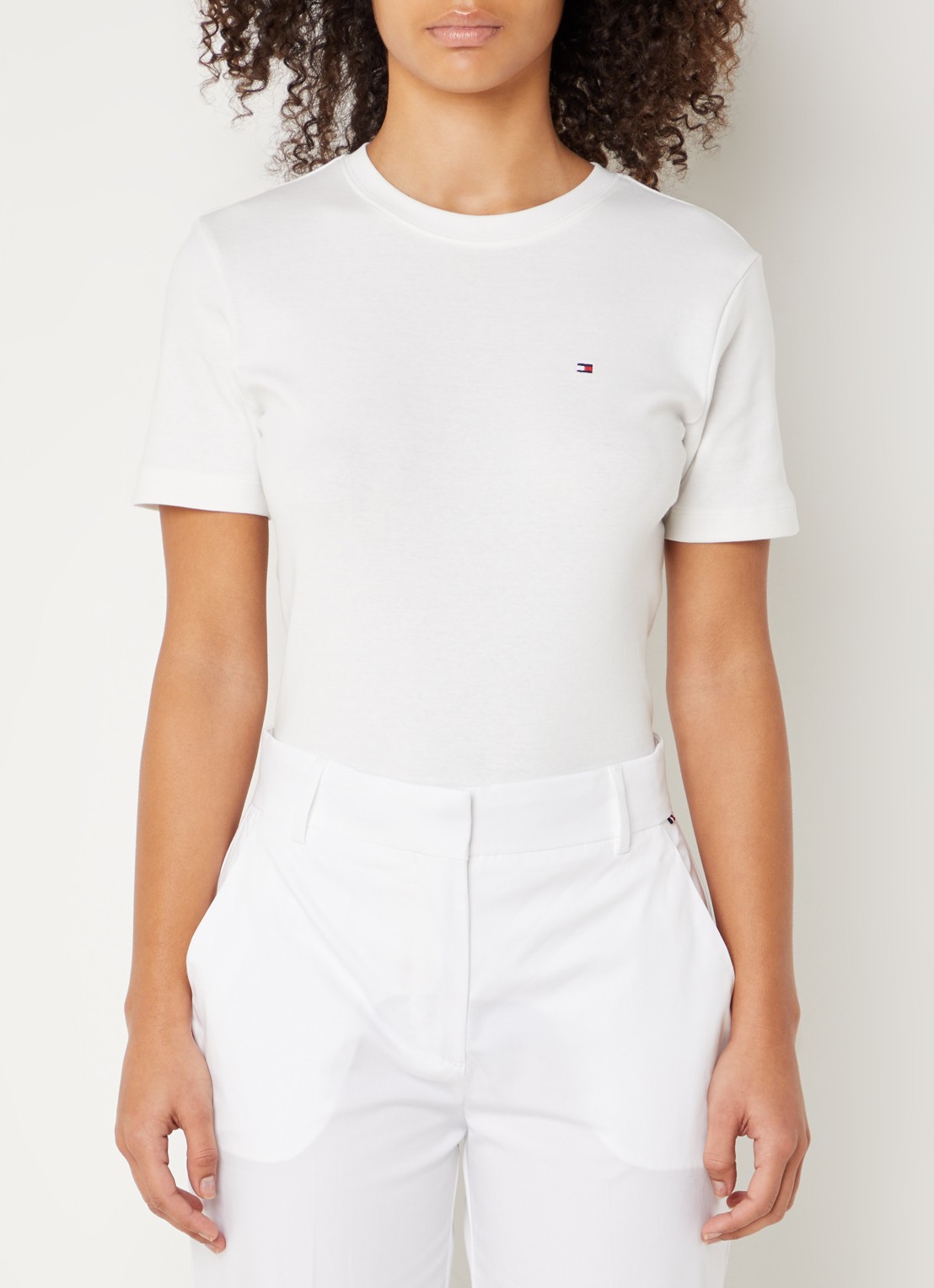 Tommy Hilfiger T-shirt met streepprint - detail 3 ecru  / wit