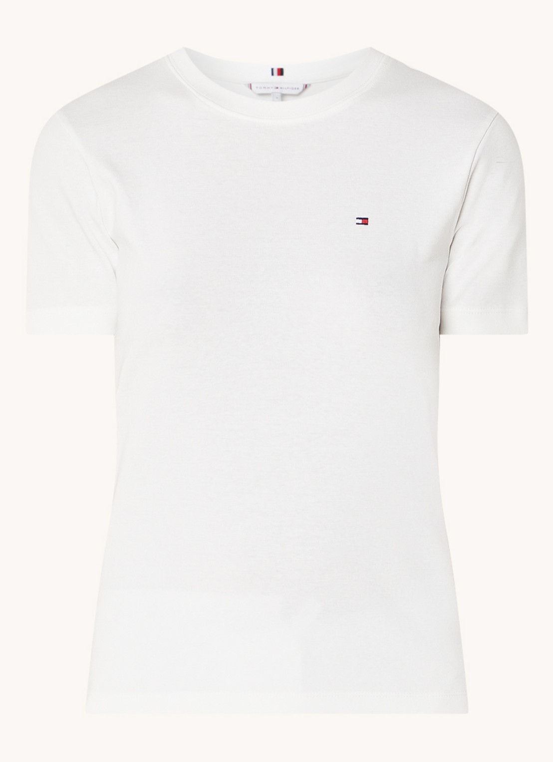 Tommy Hilfiger T-shirt met streepprint - voorkant ecru  / wit