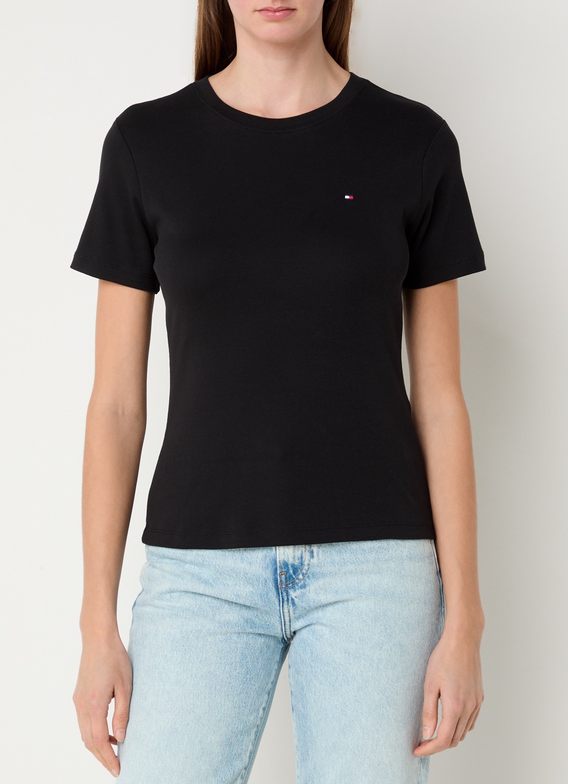 Tommy Hilfiger T-shirt met streepprint - detail 3 black  / zwart