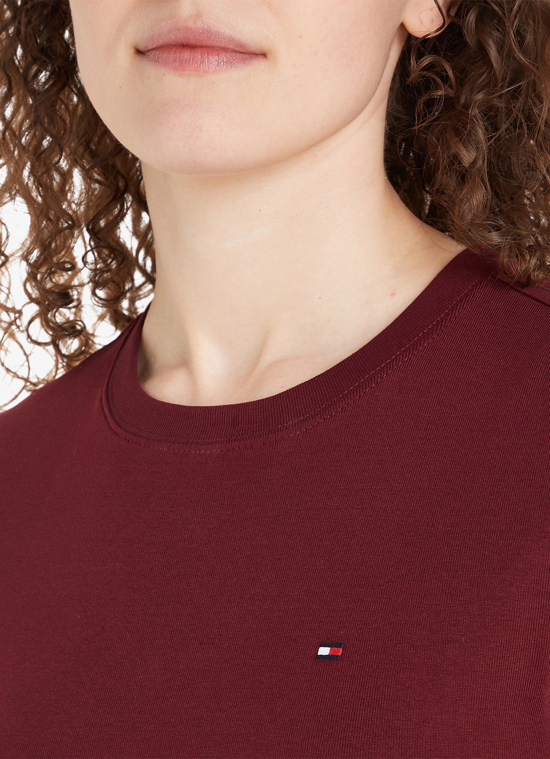 Tommy Hilfiger T-shirt met streepprint - detail 4 deep rouge / rood