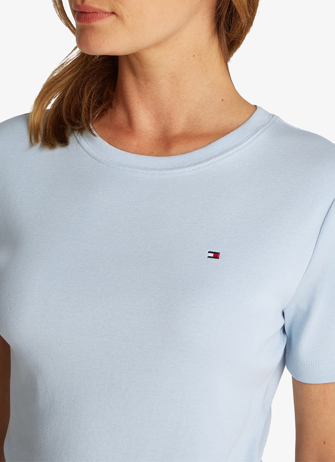 Tommy Hilfiger T-shirt met streepprint - detail 2 breezy blue / blauw