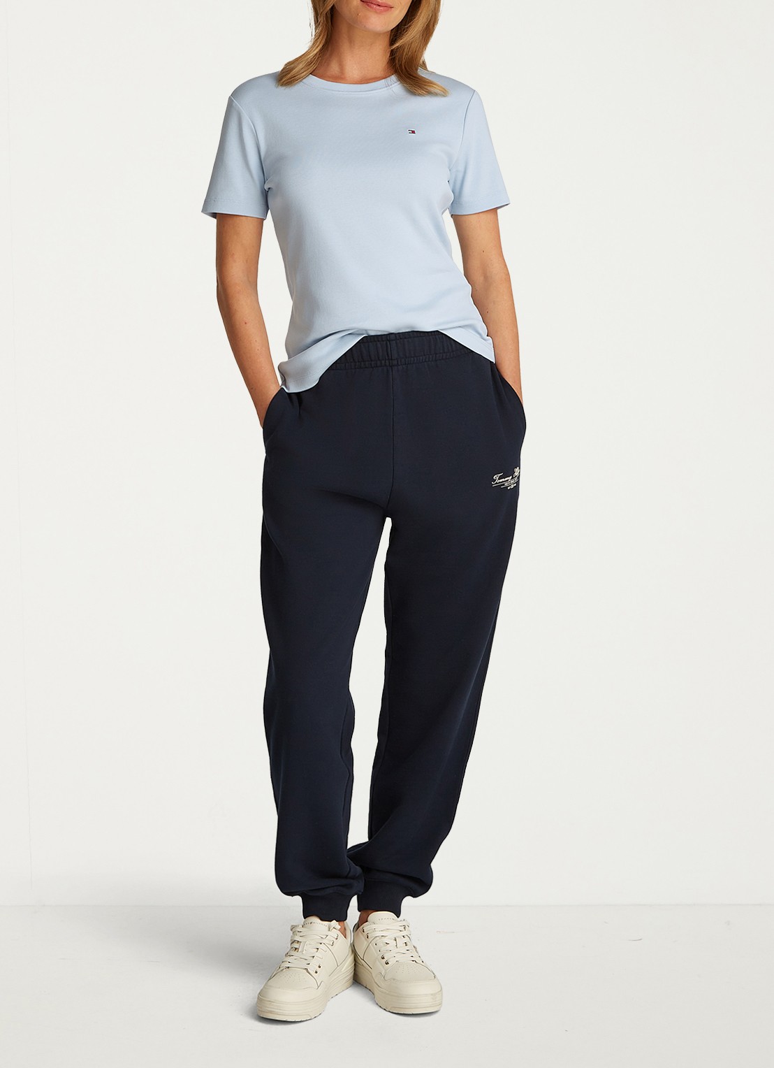 Tommy Hilfiger T-shirt met streepprint - voorkant 5 breezy blue / blauw