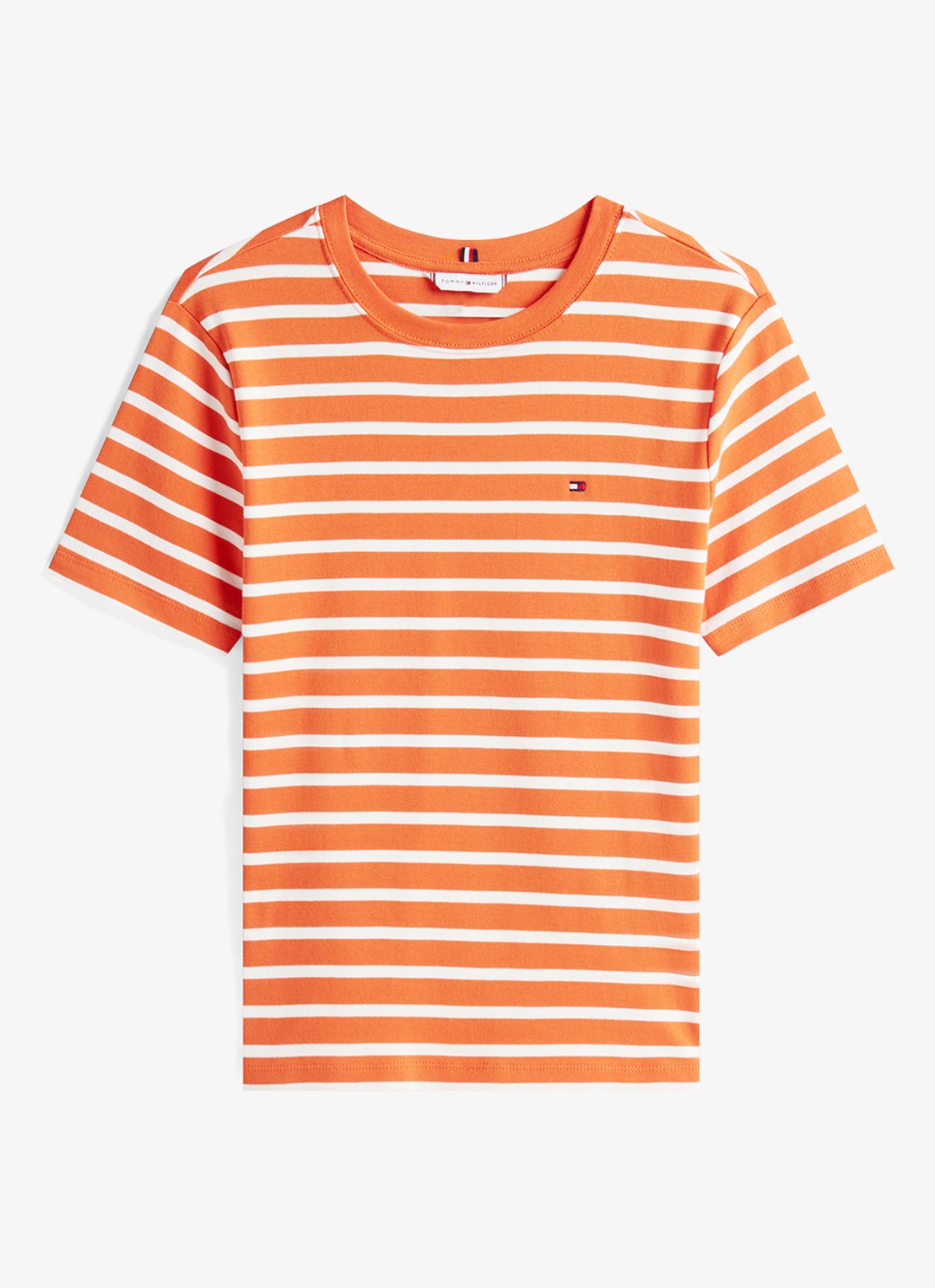 Tommy Hilfiger T-shirt met streepprint - voorkant oranje