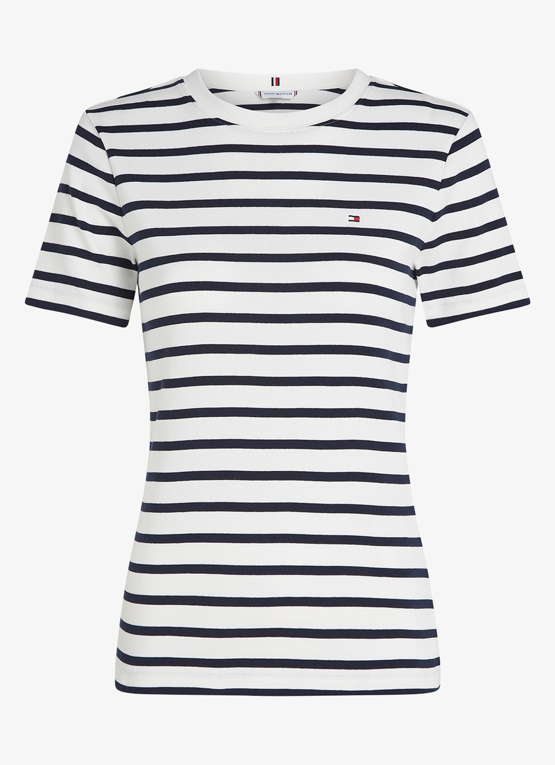 Tommy Hilfiger T-shirt met streepprint - voorkant breton dark navy / blauw