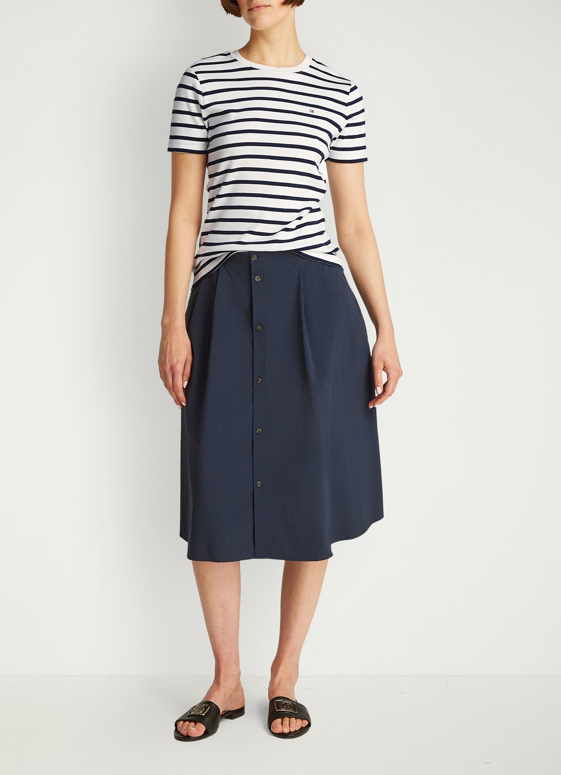 Tommy Hilfiger T-shirt met streepprint - voorkant 2 breton dark navy / blauw