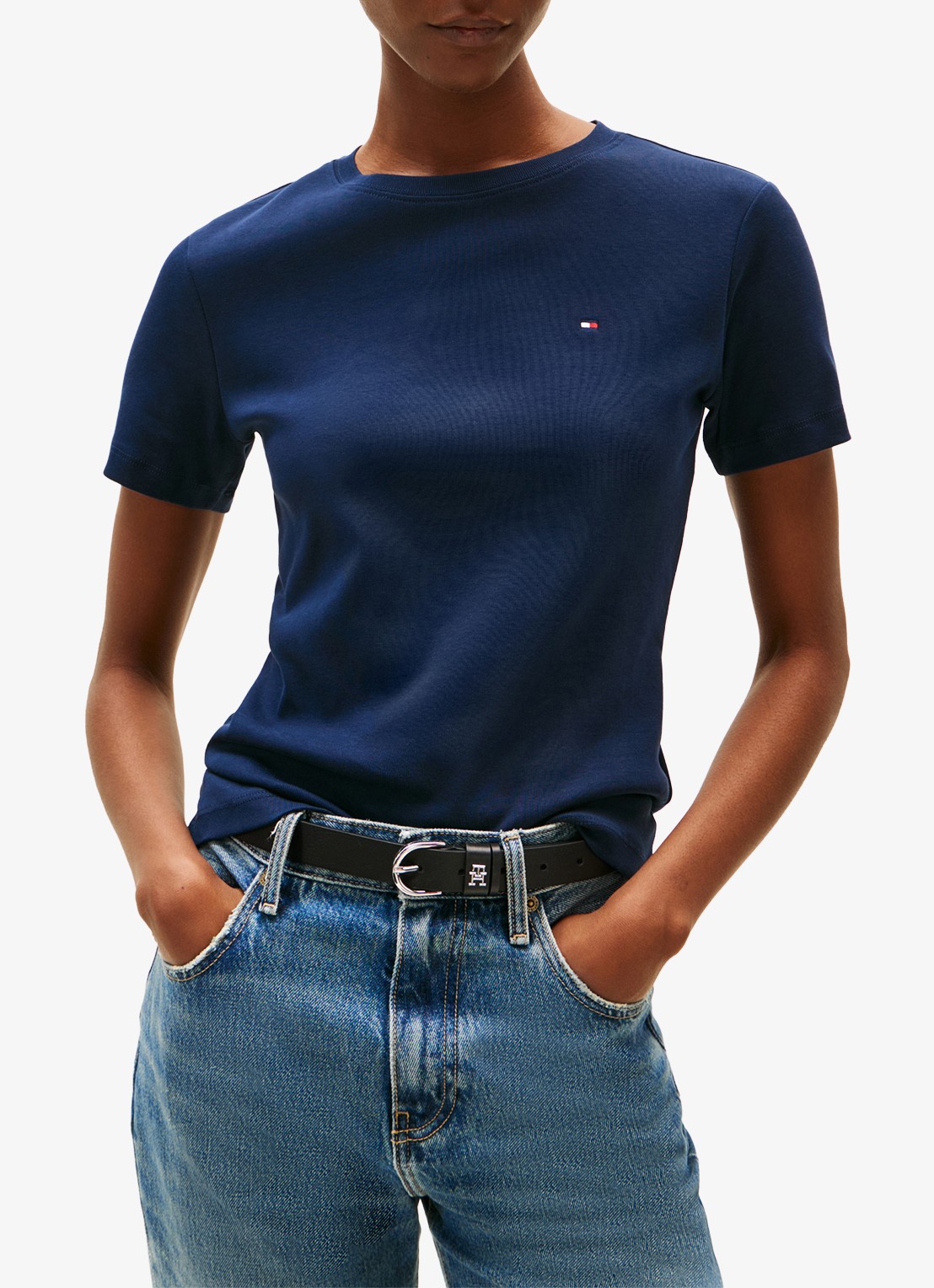 Tommy Hilfiger T-shirt met streepprint - detail 2 dark night navy / blauw