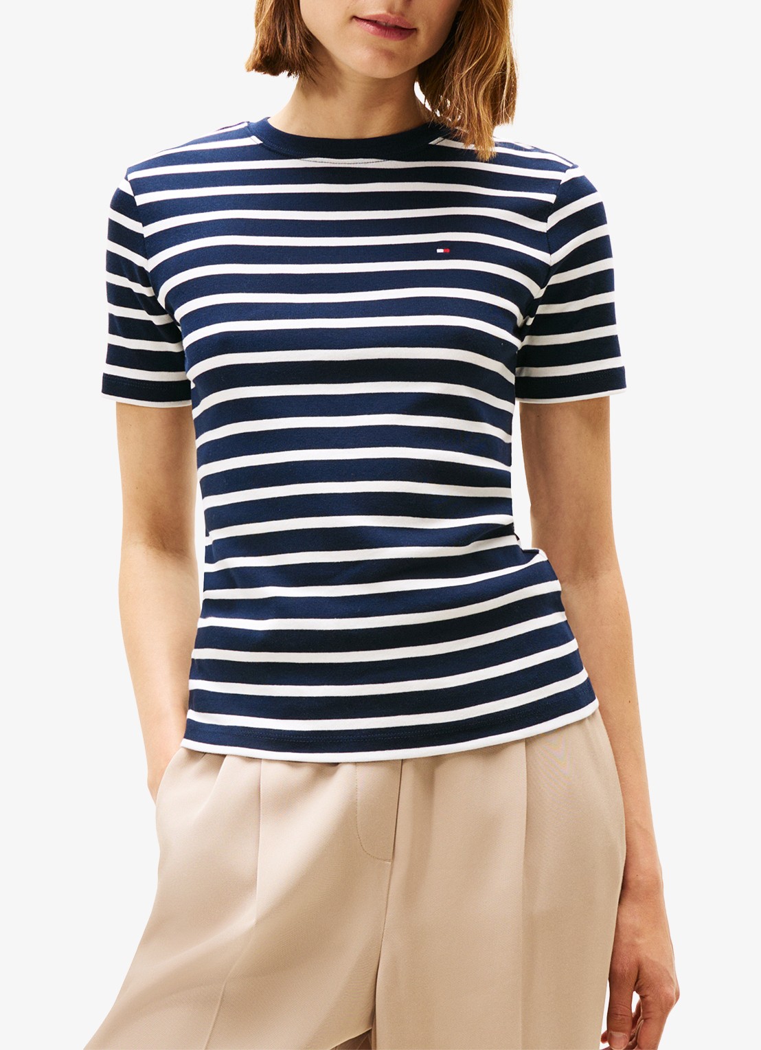 Tommy Hilfiger T-shirt met streepprint - detail 4 dark navy/ecru stripe / donkerblauw