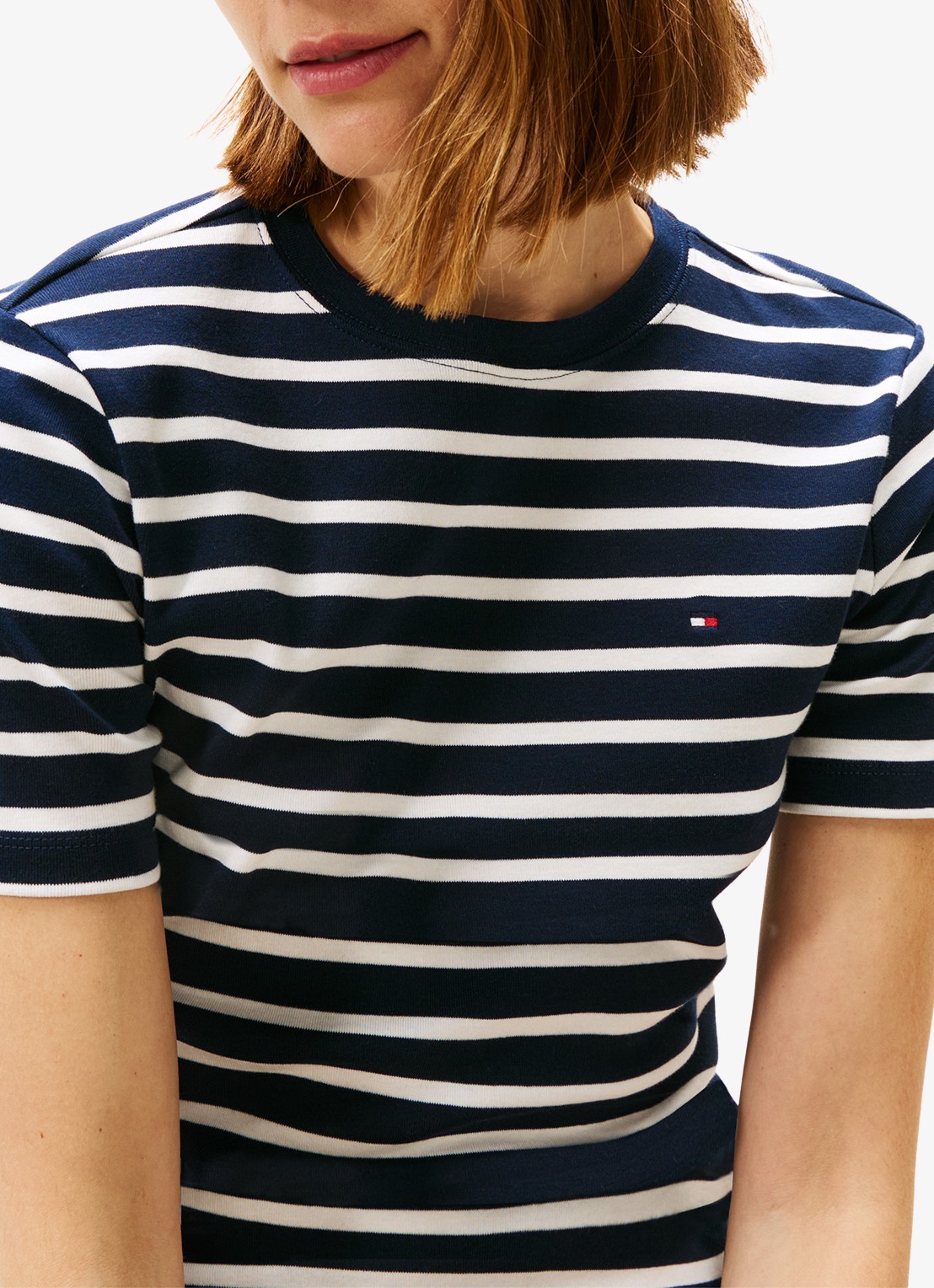 Tommy Hilfiger T-shirt met streepprint - detail 5 dark navy/ecru stripe / donkerblauw