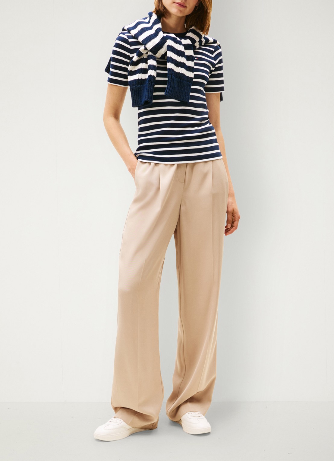Tommy Hilfiger T-shirt met streepprint - voorkant 2 dark navy/ecru stripe / donkerblauw
