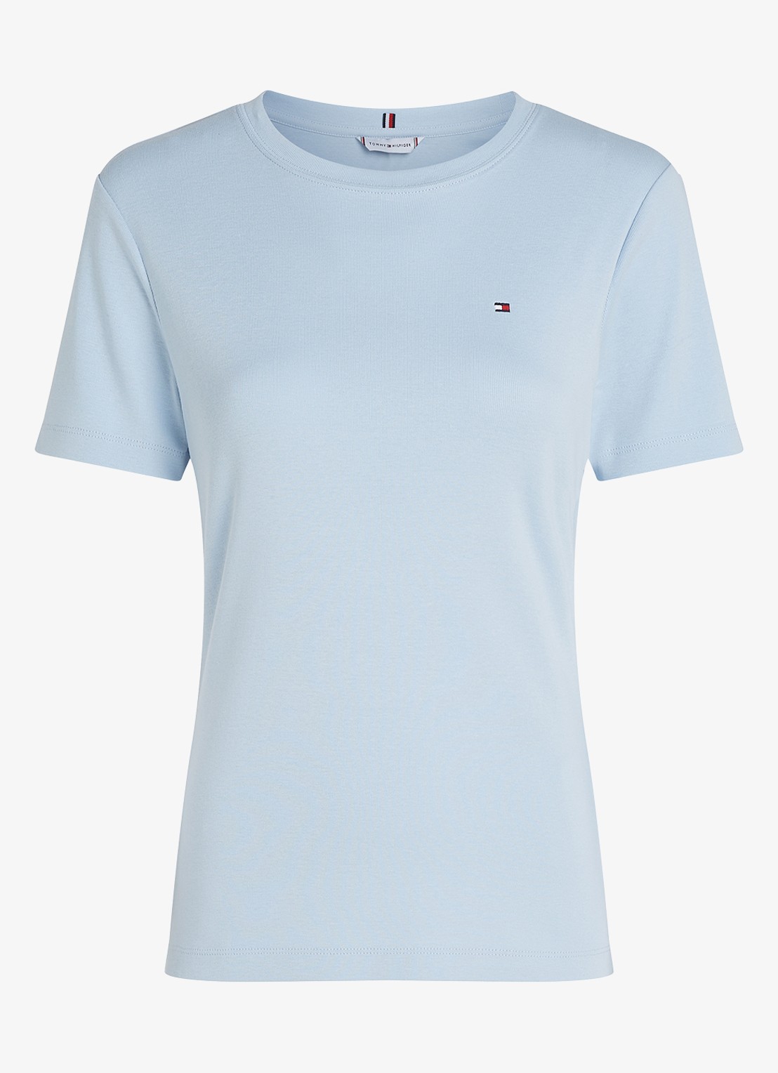 Tommy Hilfiger T-shirt met streepprint - voorkant 4 breezy blue / lichtblauw