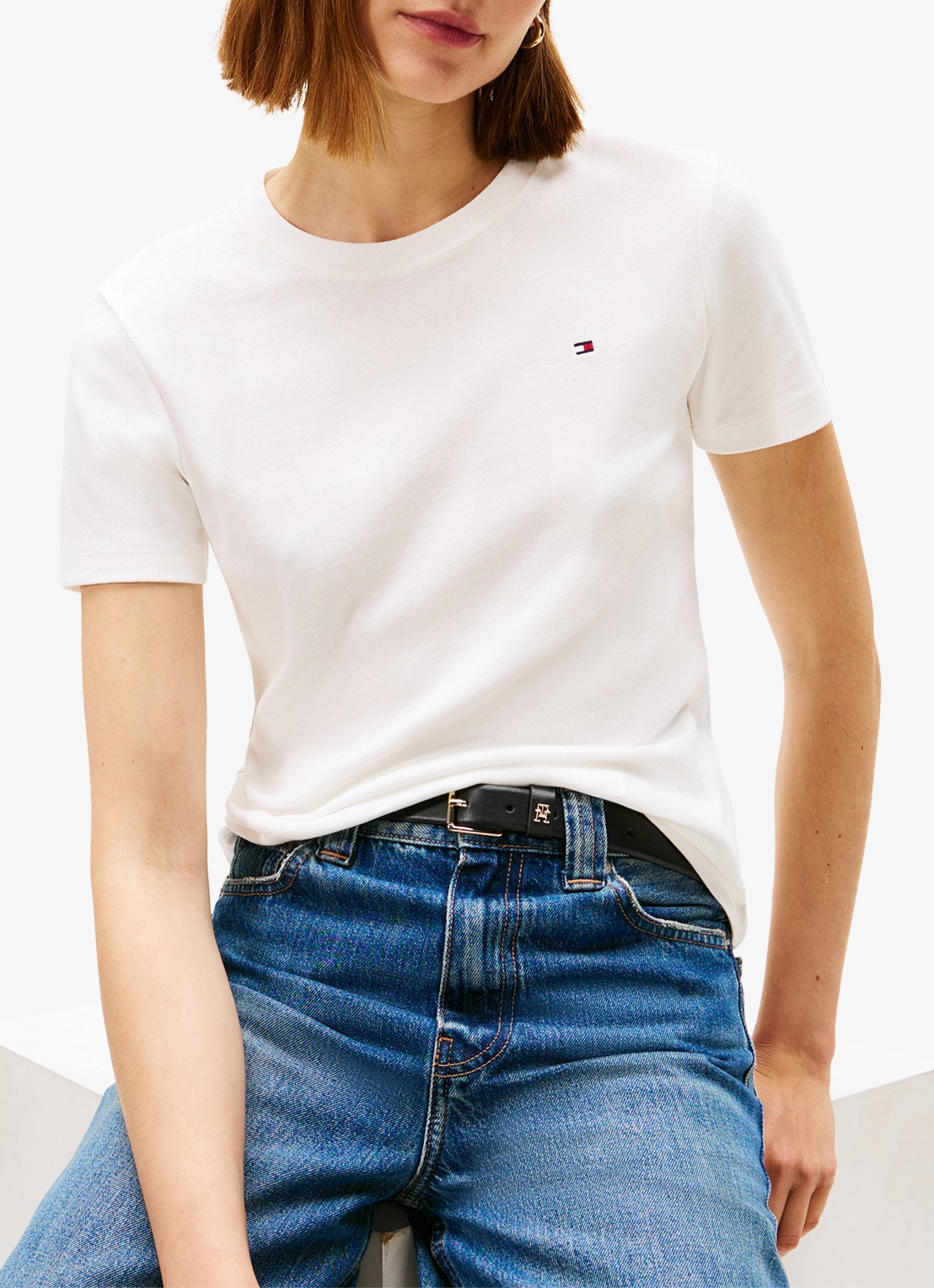 Tommy Hilfiger T-shirt met streepprint - detail 3 gebroken wit