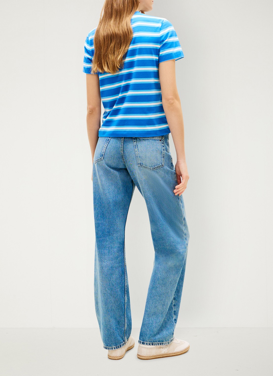 Tommy Hilfiger T-shirt met streepprint - achterkant 3 blauw