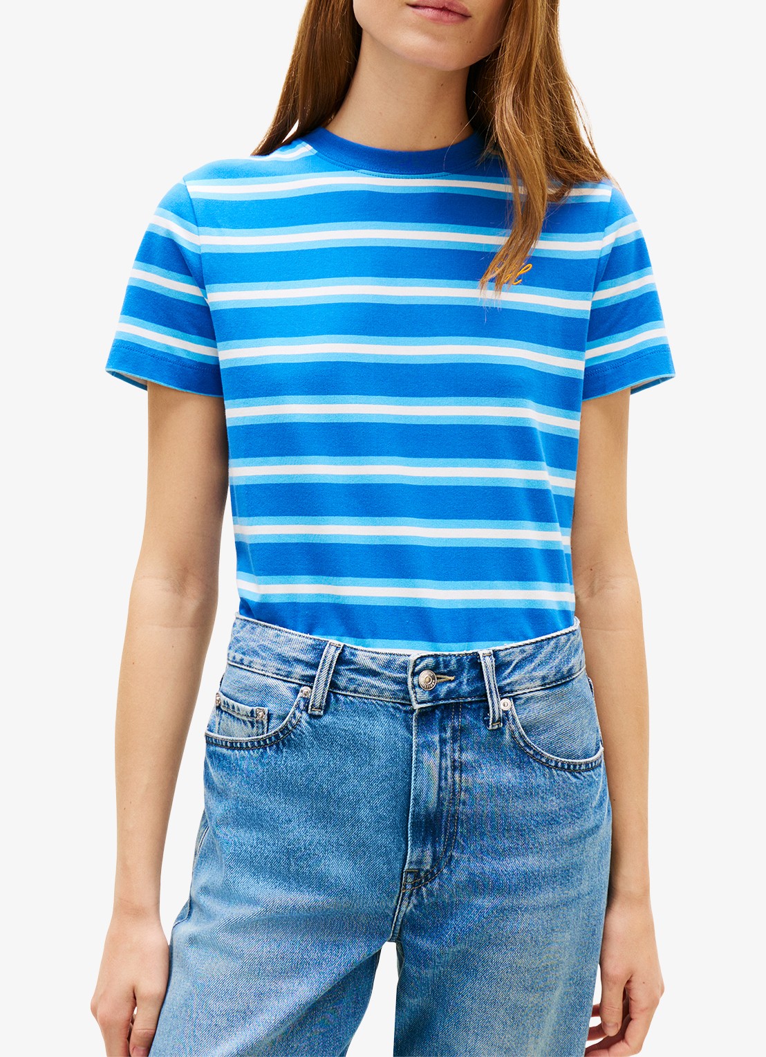 Tommy Hilfiger T-shirt met streepprint - detail blauw