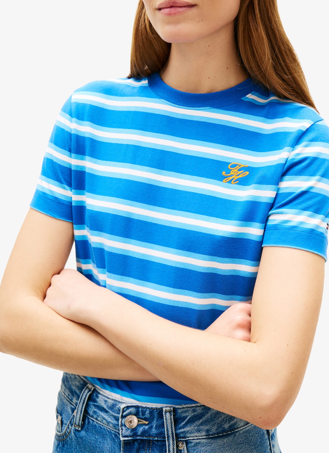 Tommy Hilfiger T-shirt met streepprint - detail 2 blauw