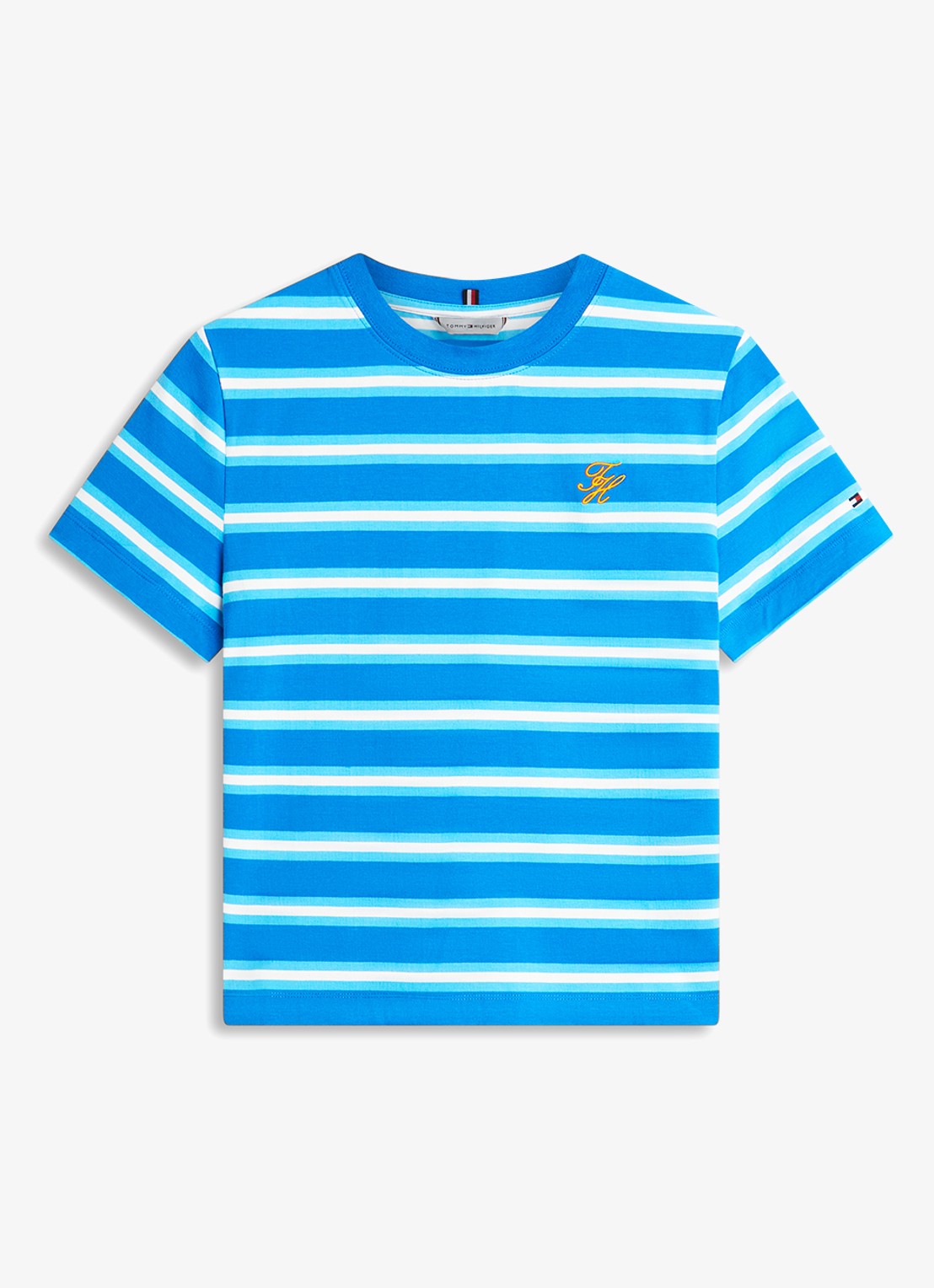 Tommy Hilfiger T-shirt met streepprint - voorkant 4 blauw