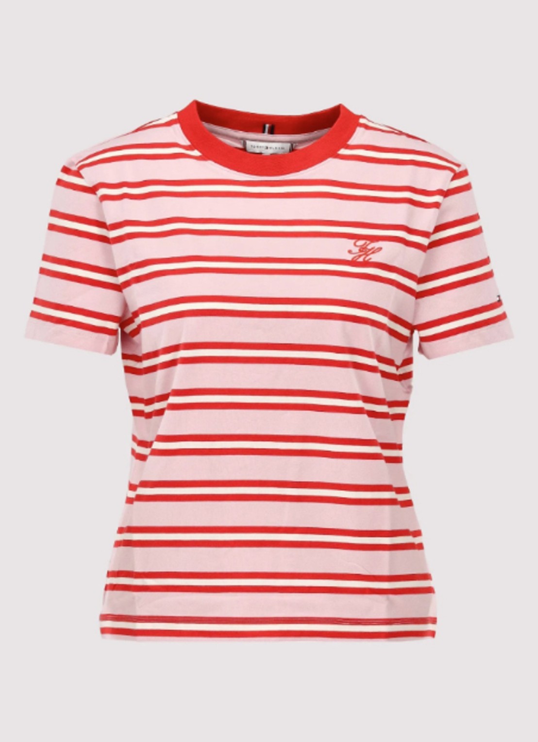 Tommy Hilfiger T-shirt met streepprint - voorkant multicolor