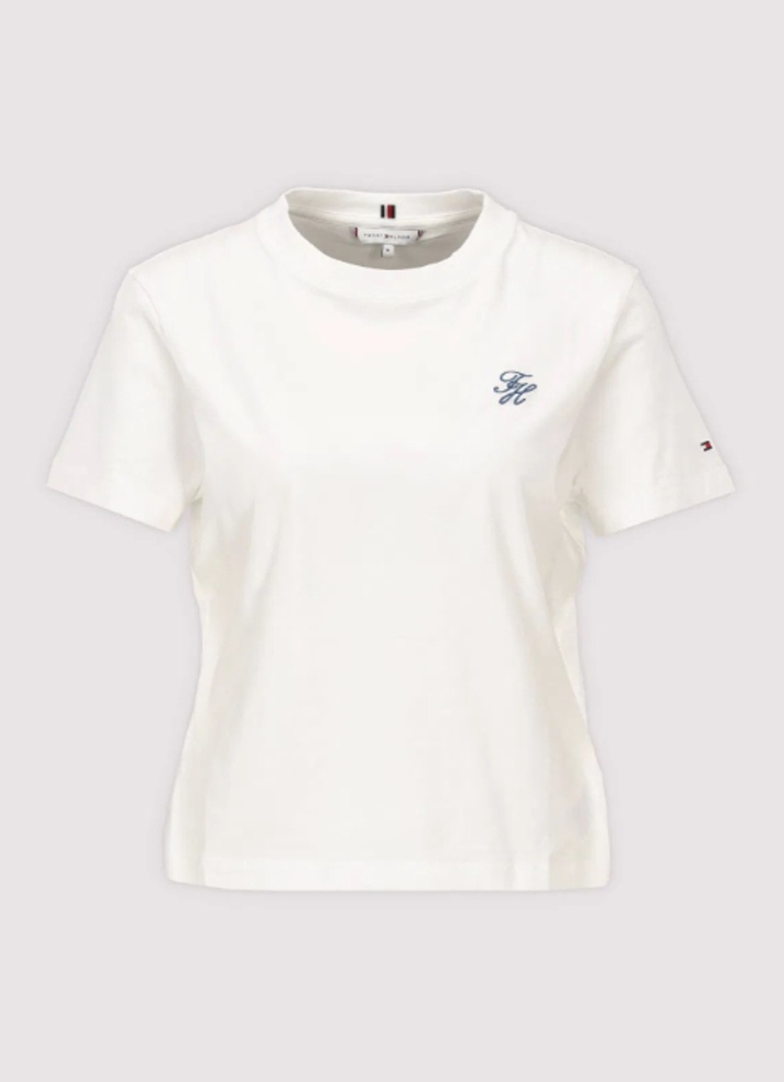 Tommy Hilfiger T-shirt met streepprint - voorkant gebroken wit