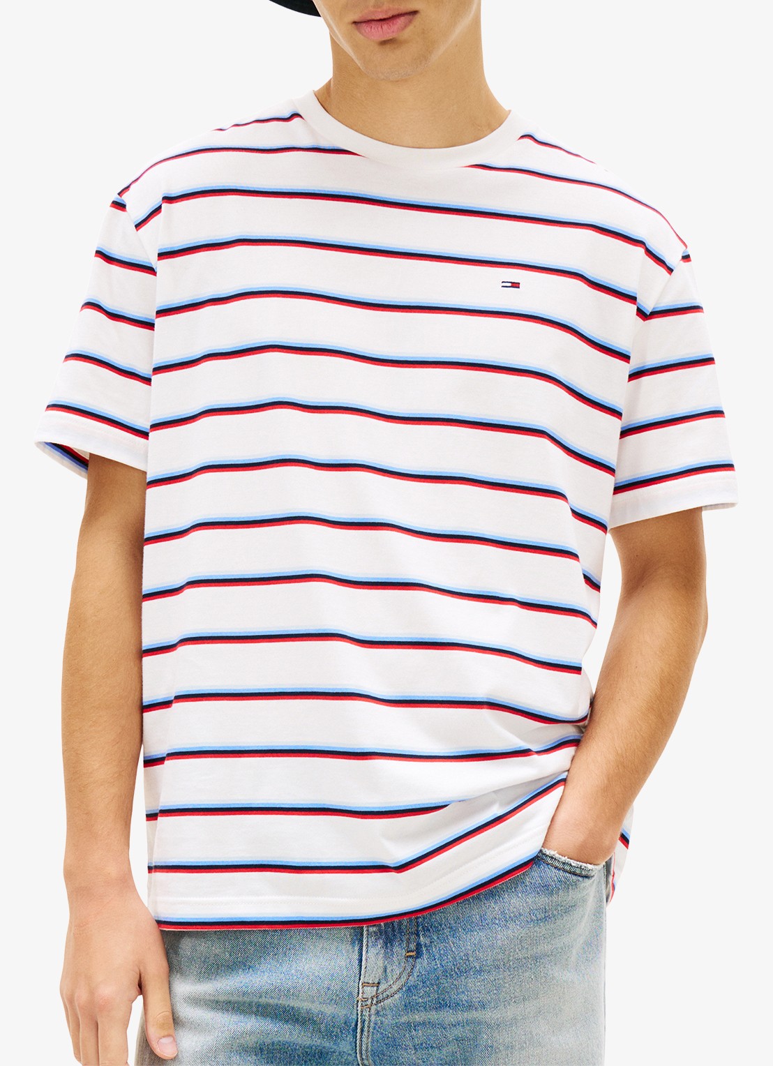 Tommy Hilfiger T-shirt met streepprint - detail 4 wit