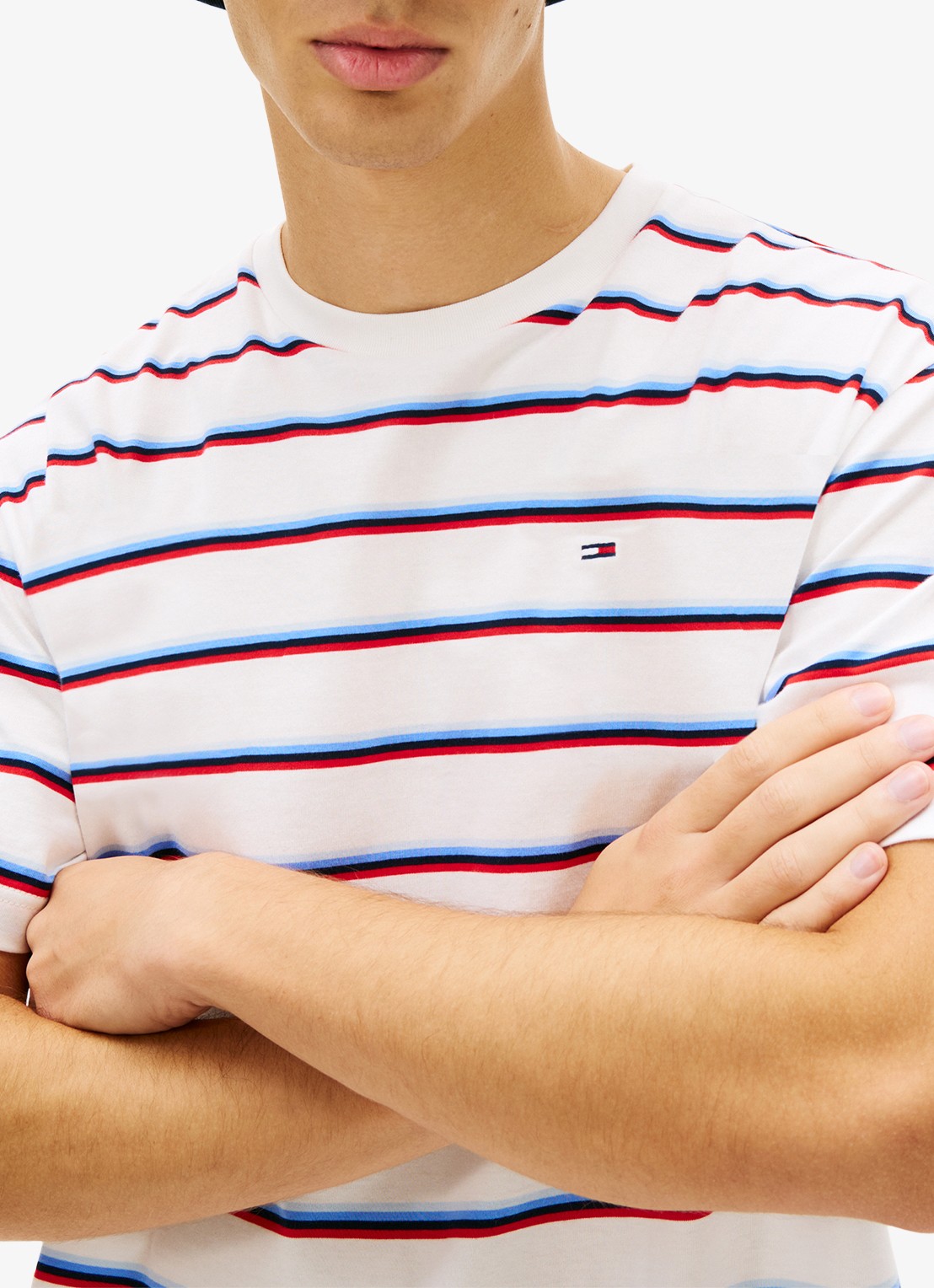 Tommy Hilfiger T-shirt met streepprint - detail 5 wit