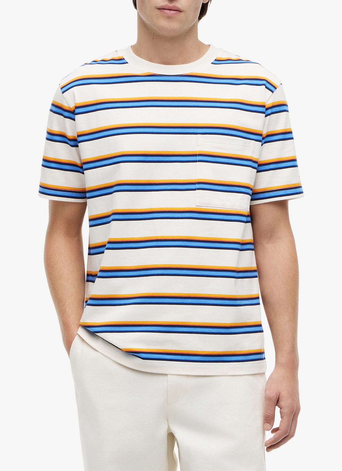 Tommy Hilfiger T-shirt met streepprint - detail 3 ivoor