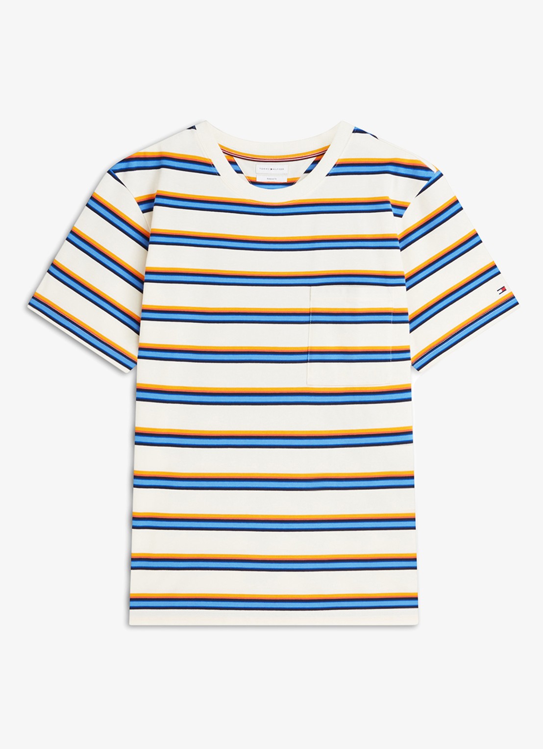Tommy Hilfiger T-shirt met streepprint - voorkant ivoor