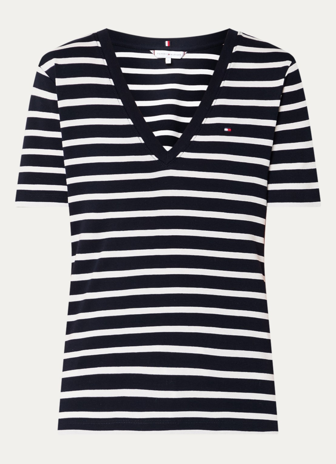 Tommy Hilfiger T-shirt met V-hals - voorkant 2 blauw