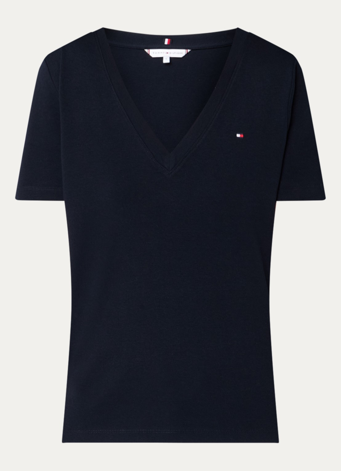 Tommy Hilfiger T-shirt met V-hals - voorkant 3 donkerblauw