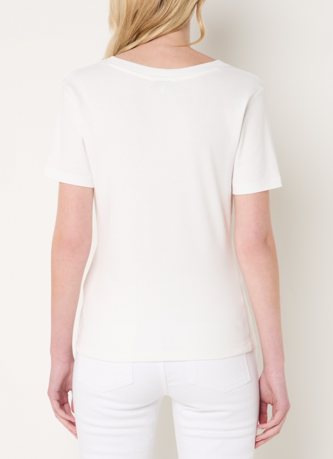 Tommy Hilfiger T-shirt met V-hals - achterkant 4 gebroken wit