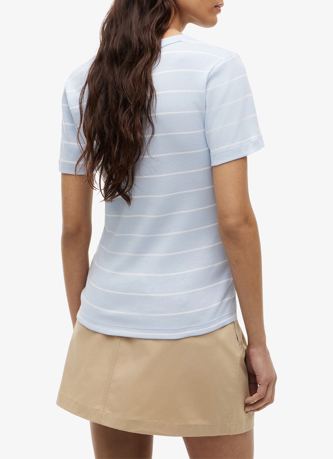 Tommy Hilfiger T-shirt met V-hals - achterkant fine stp breezy blue / ecru-0ff / lichtblauw