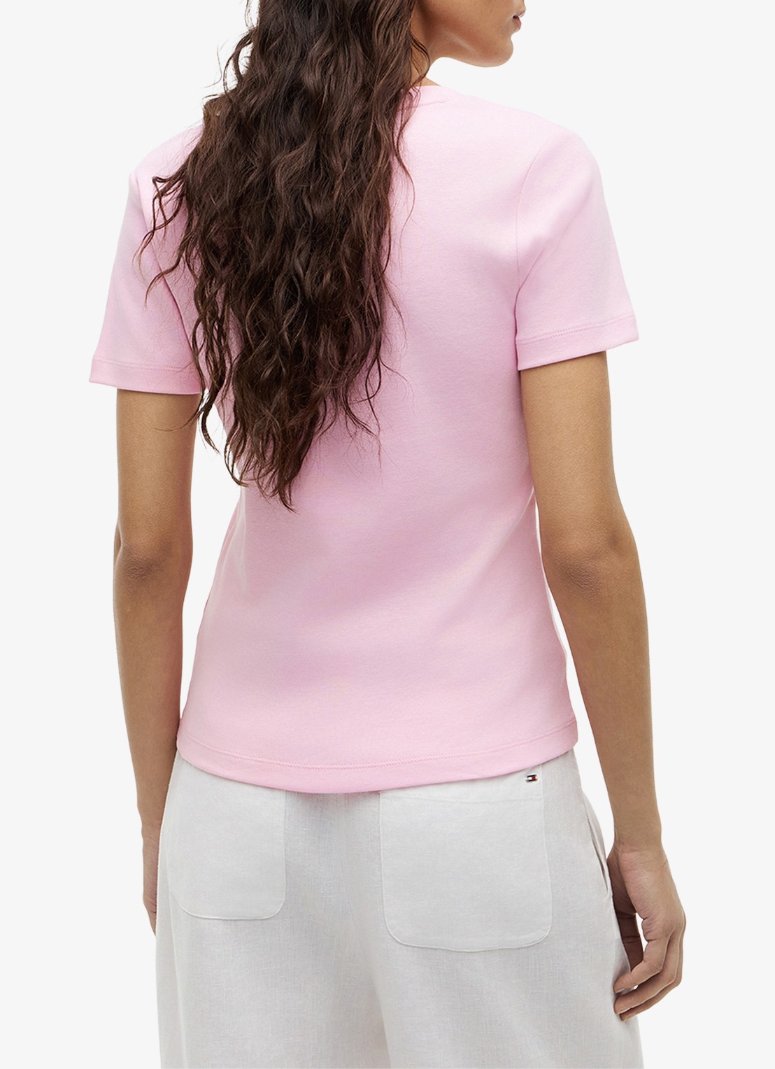 Tommy Hilfiger T-shirt met V-hals - achterkant 3 classic pink-tol / lichtroze