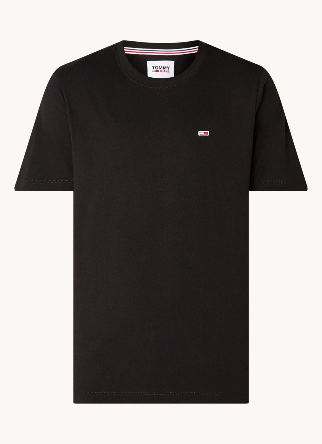 Tommy Hilfiger T-shirt van katoen met logo - voorkant zwart