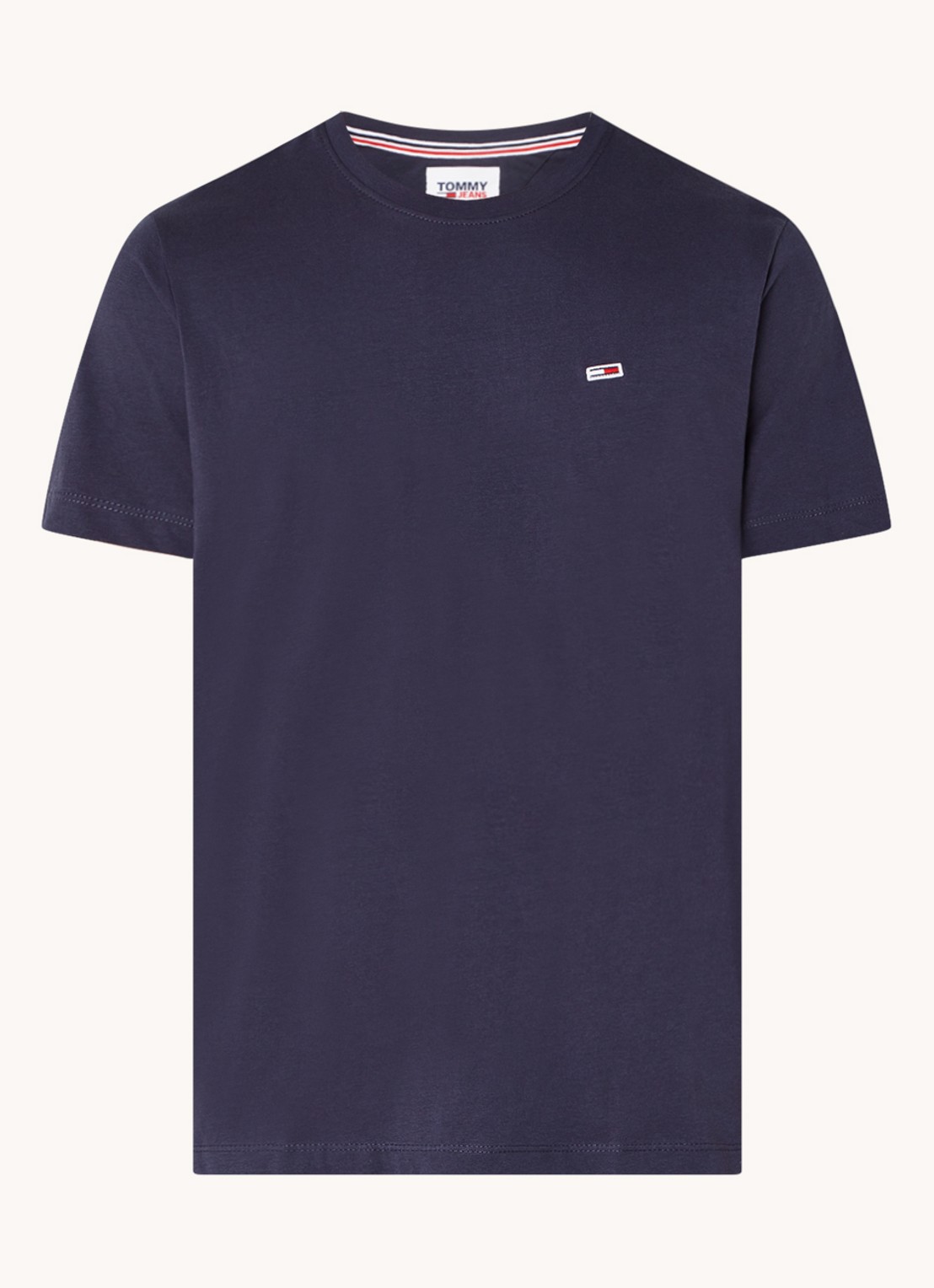 Tommy Hilfiger T-shirt van katoen met logo - voorkant donkerblauw