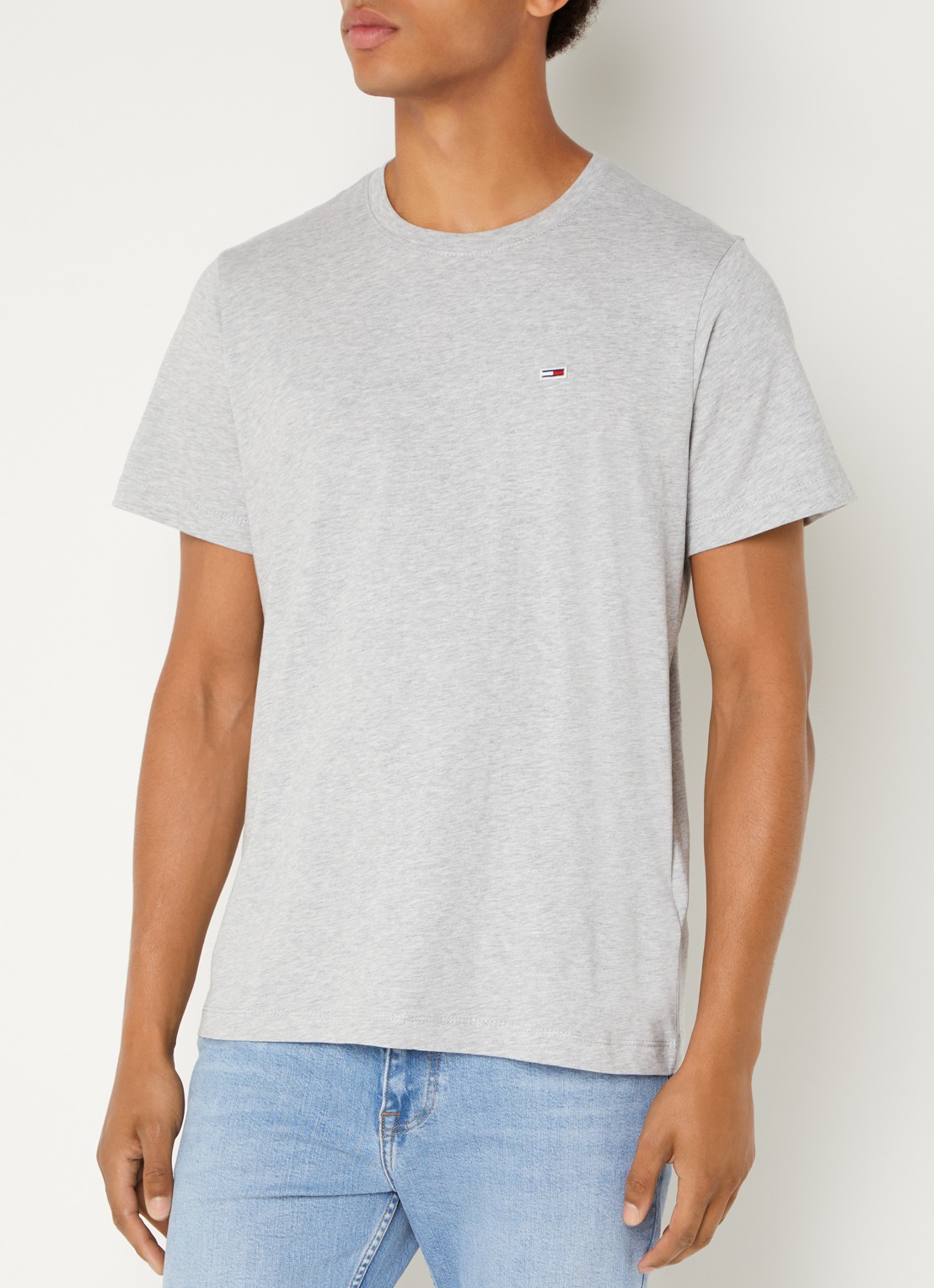 Tommy Hilfiger T-shirt van katoen met logo - detail 4 grijsmele