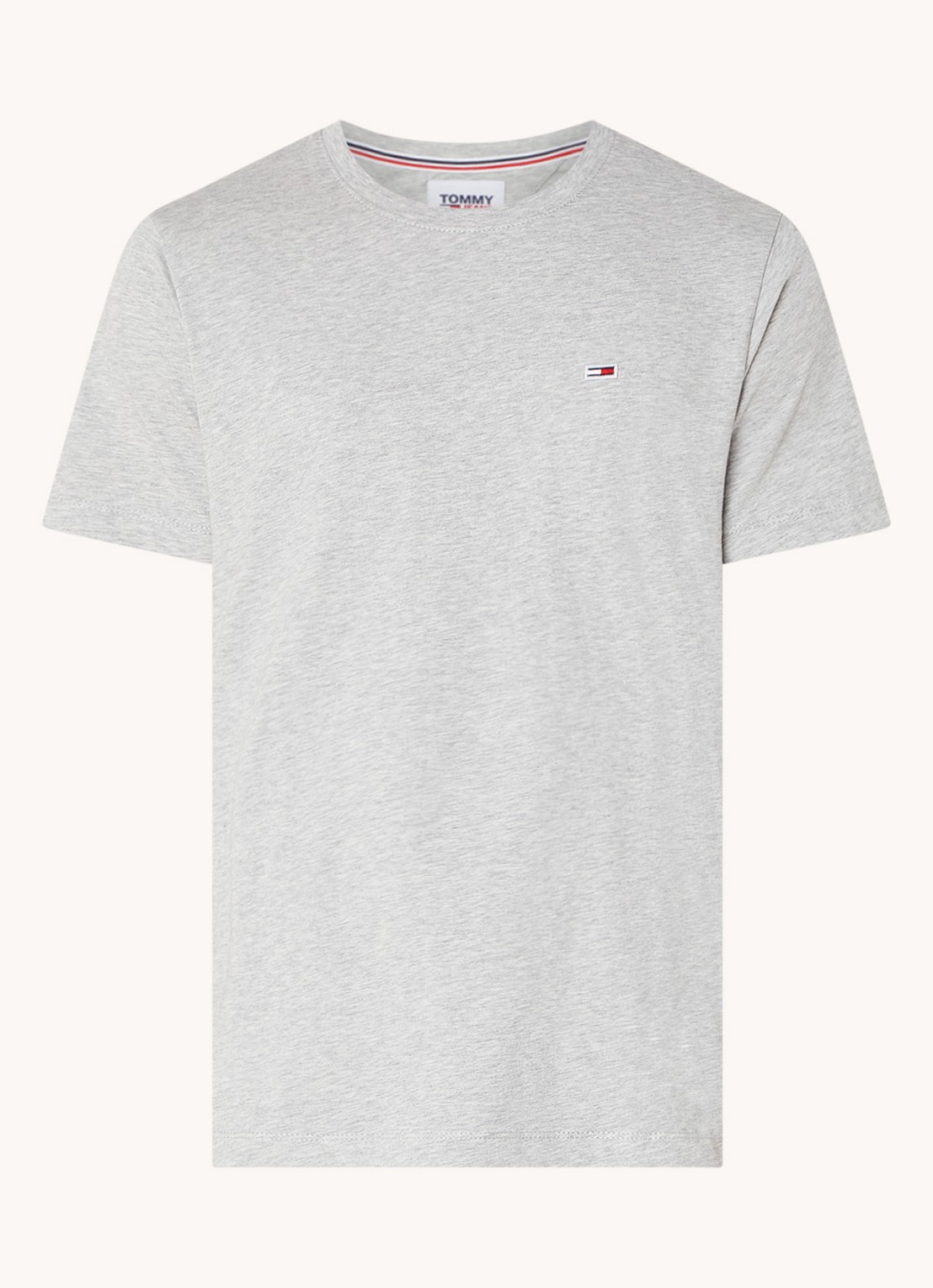 Tommy Hilfiger T-shirt van katoen met logo - voorkant 2 grijsmele
