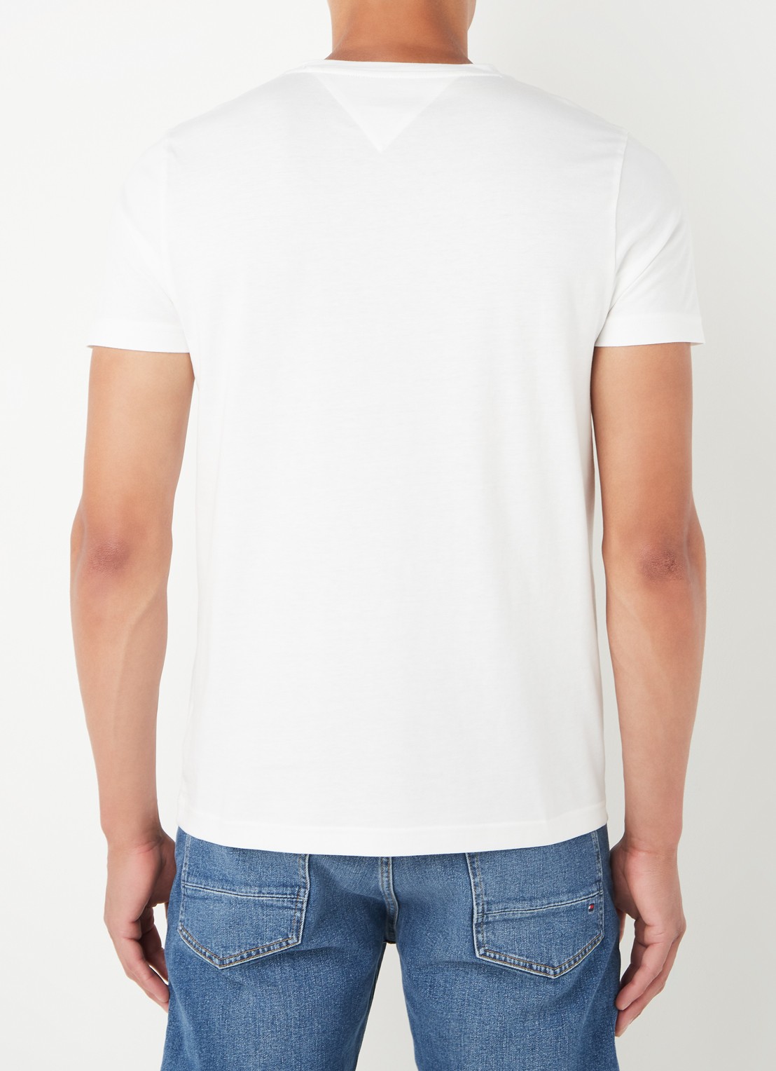 Tommy Hilfiger T-shirt van  katoen met logoborduring - achterkant 2 wit