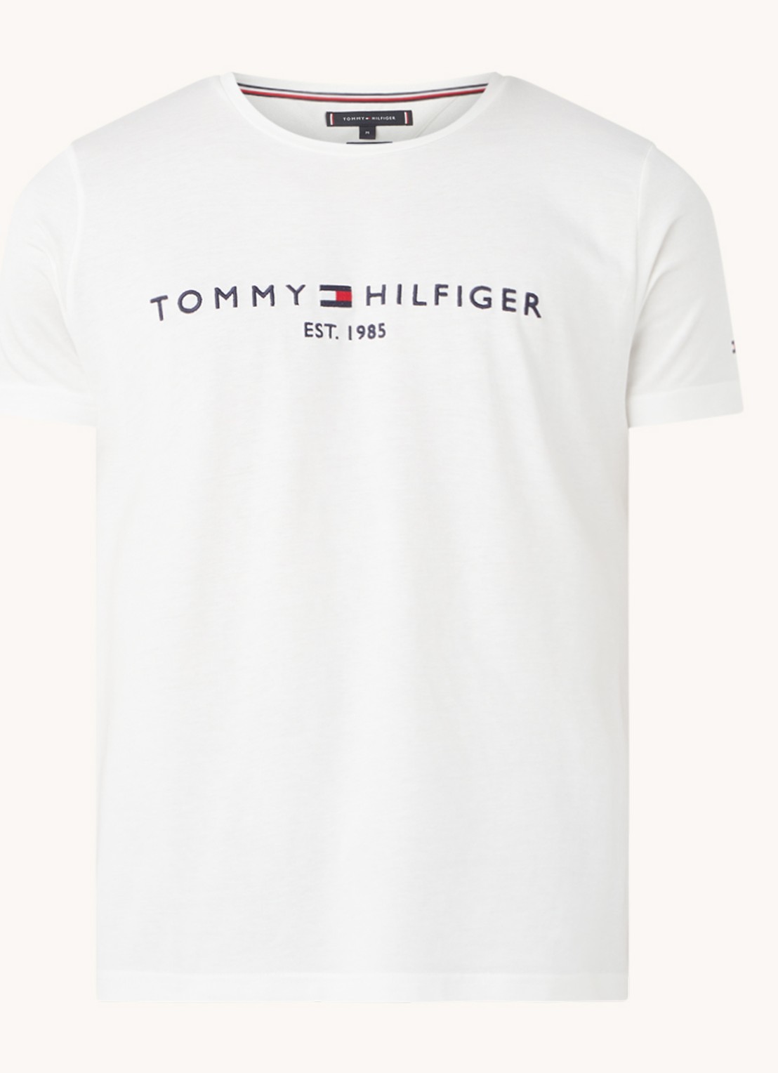 Tommy Hilfiger T-shirt van  katoen met logoborduring - voorkant 3 wit