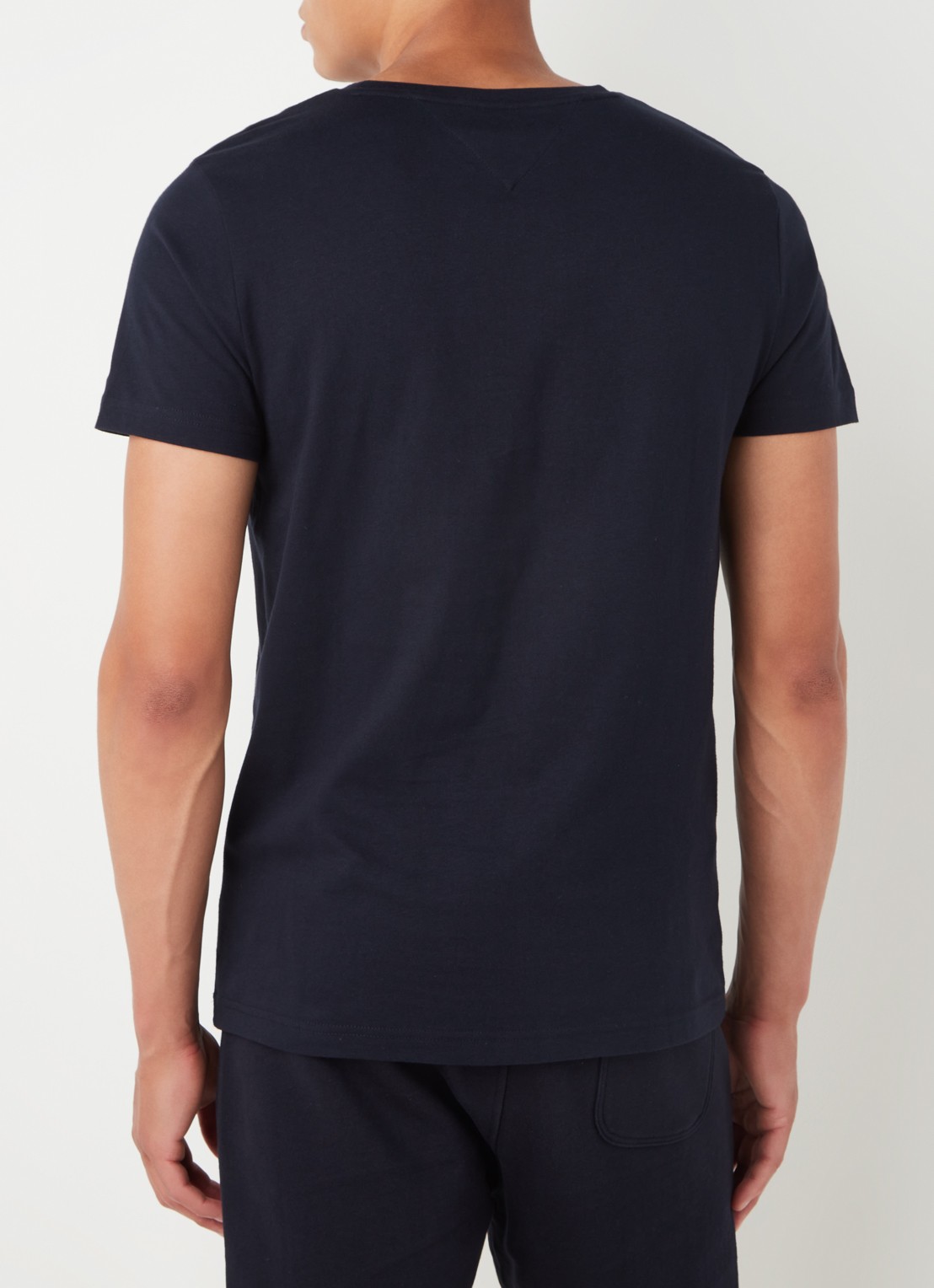 Tommy Hilfiger T-shirt van  katoen met logoborduring - achterkant 4 donkerblauw