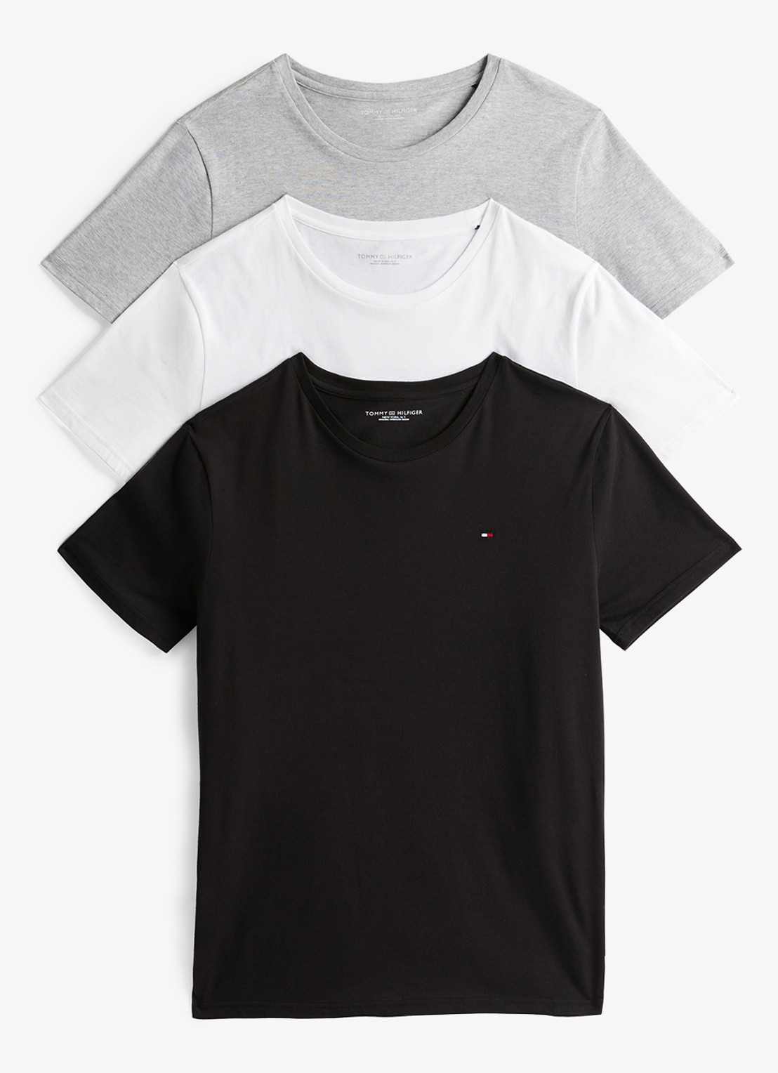 Tommy Hilfiger T-shirts met logo in 3-pack - voorkant grijs