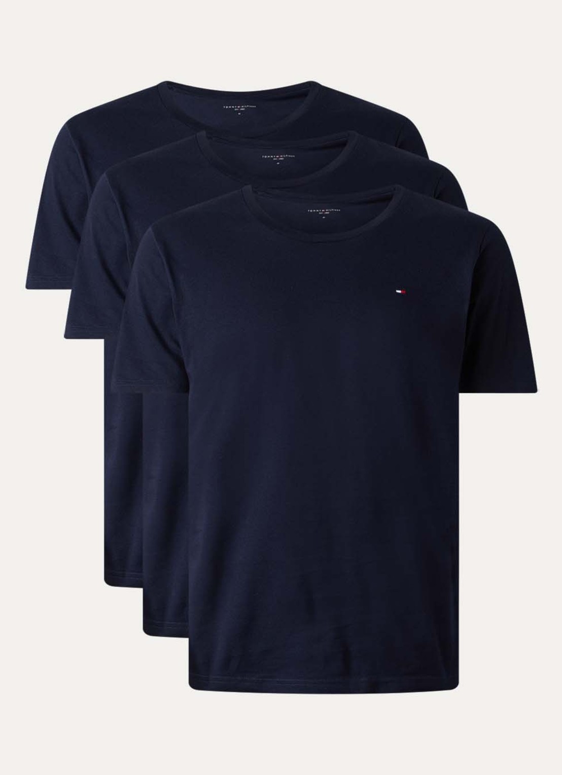 Tommy Hilfiger T-shirts met logo in 3-pack - voorkant 3 donkerblauw