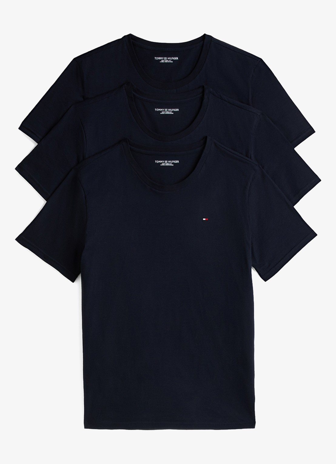 Tommy Hilfiger T-shirts met logo in 3-pack - voorkant 5 donkerblauw