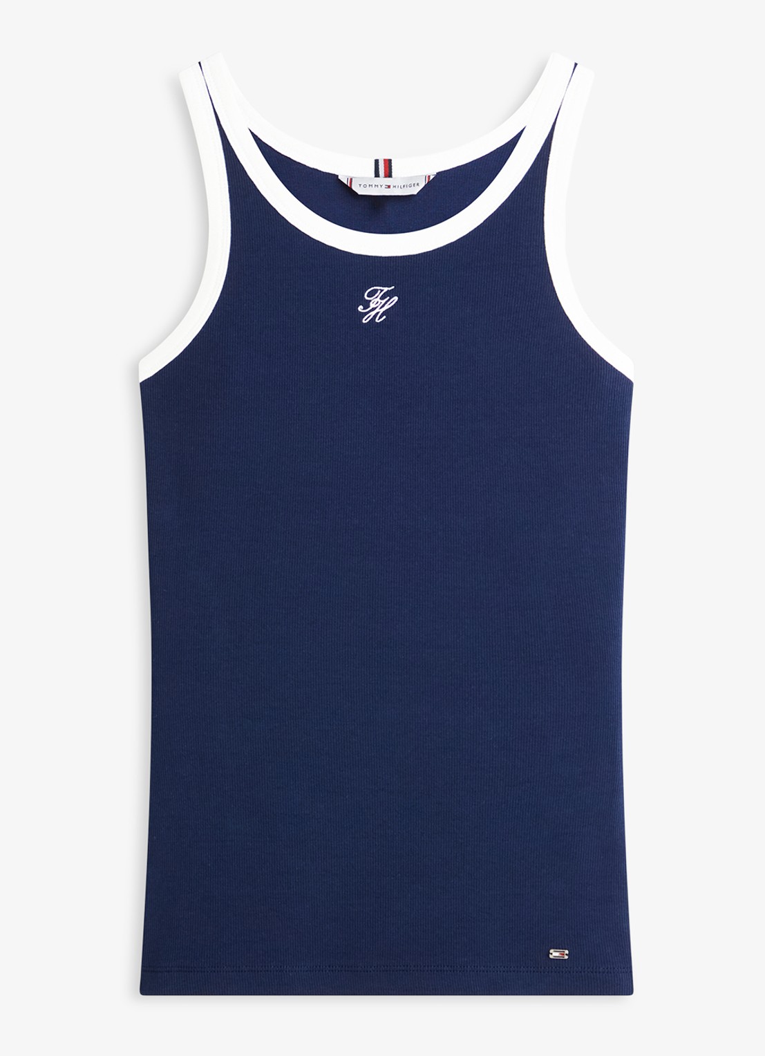 Tommy Hilfiger Tanktop met logoborduring - voorkant donkerblauw