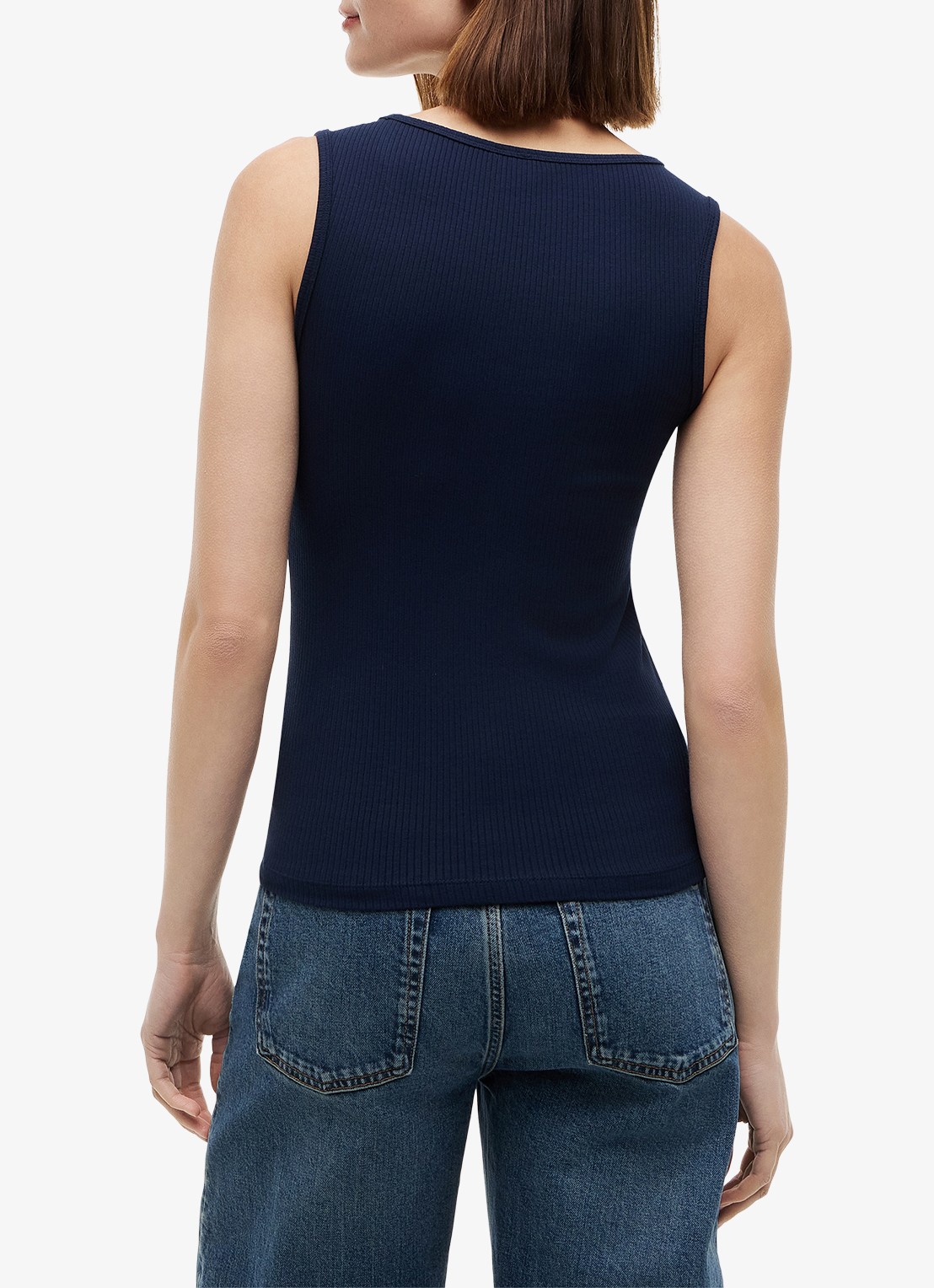 Tommy Hilfiger Tanktop met ribstructuur - achterkant donkerblauw