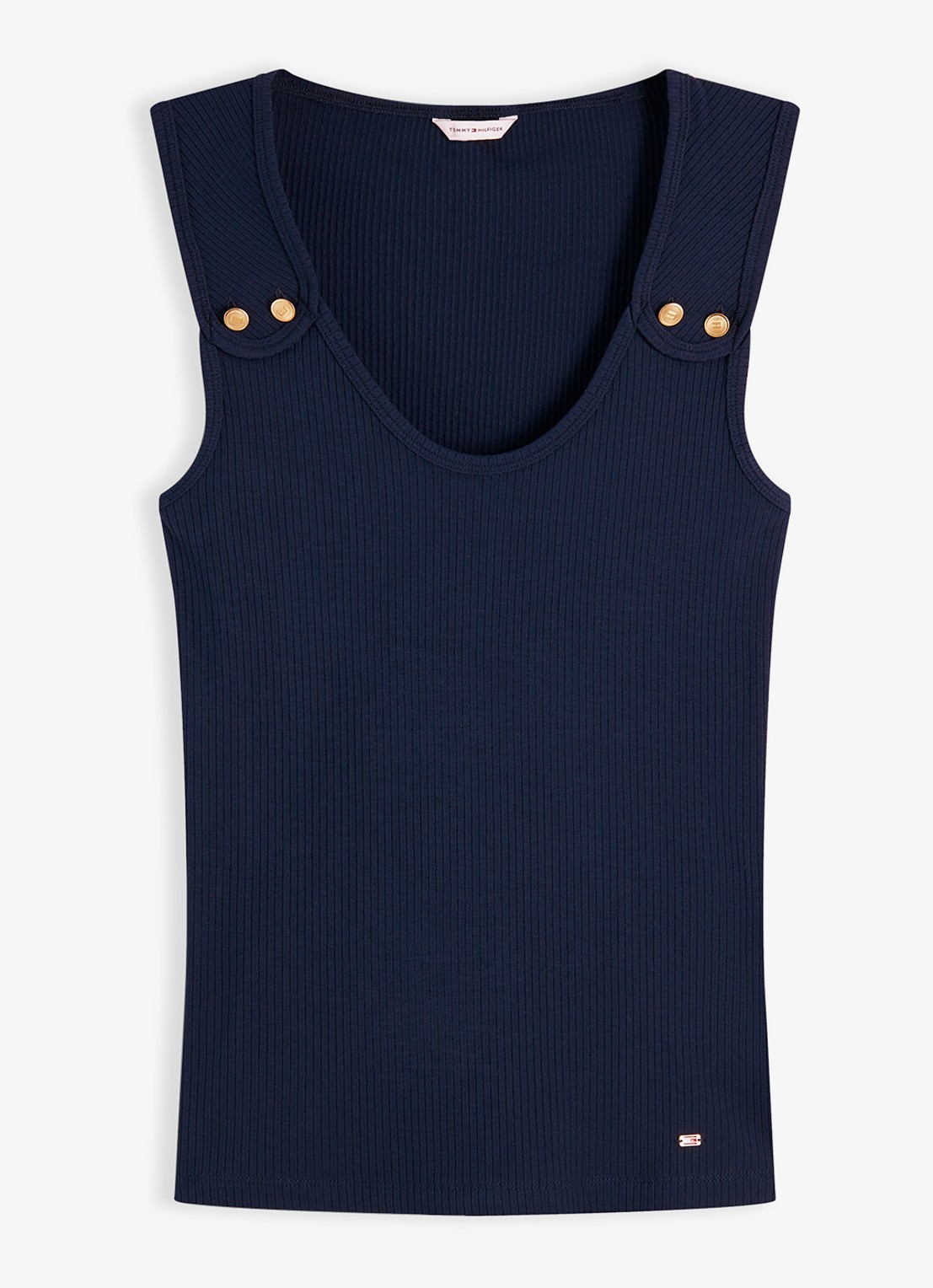 Tommy Hilfiger Tanktop met ribstructuur - voorkant 2 donkerblauw