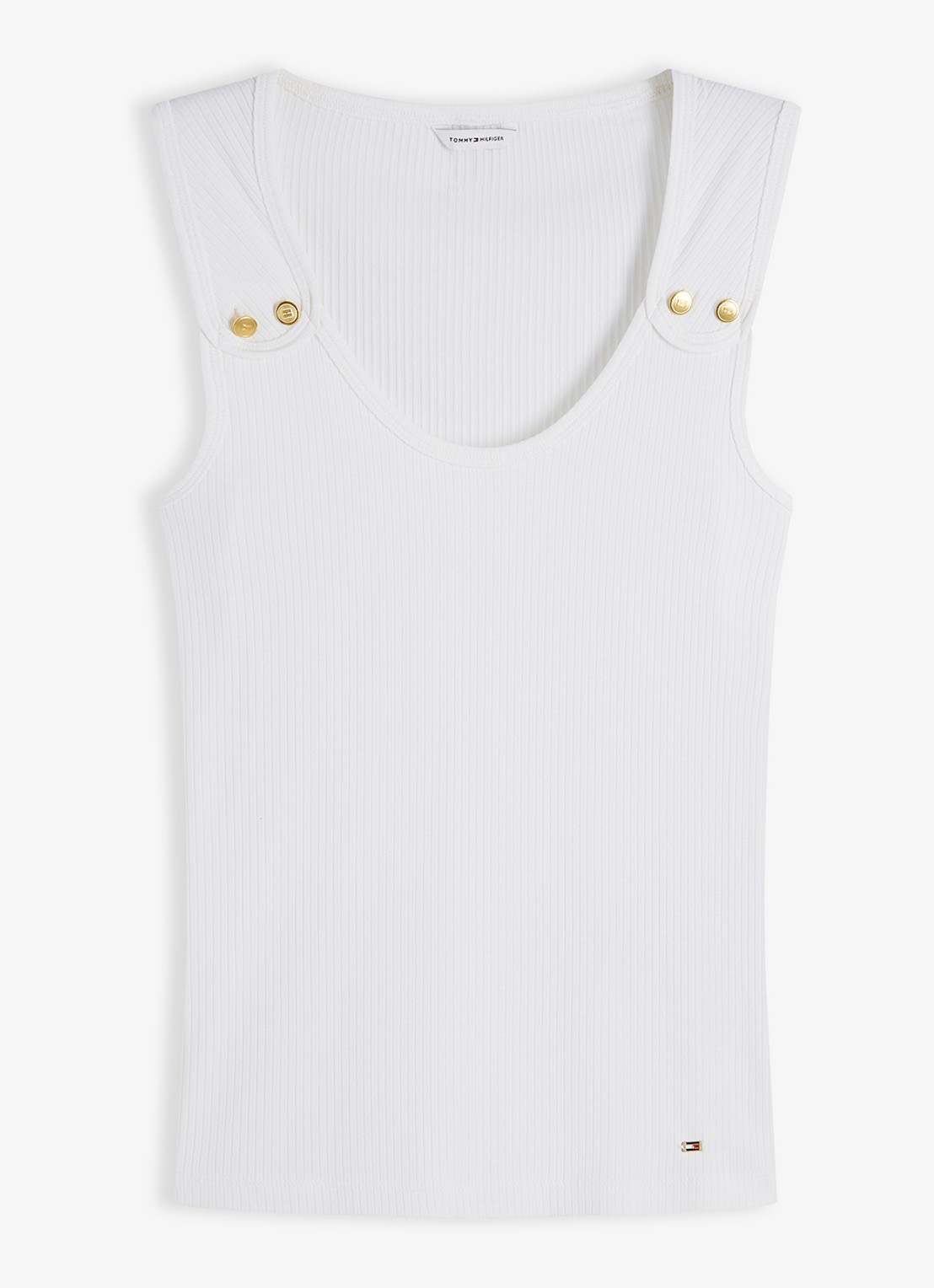 Tommy Hilfiger Tanktop met ribstructuur - voorkant 3 gebroken wit